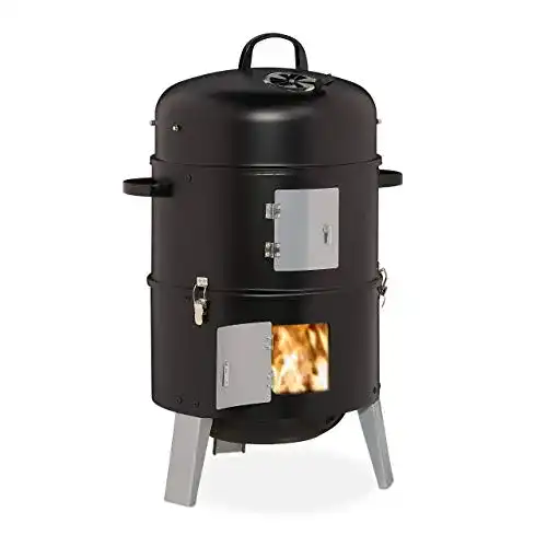 Räuchertonne Relaxdays Smoker 3in1 – Grill, Räucher- und Garfunktion