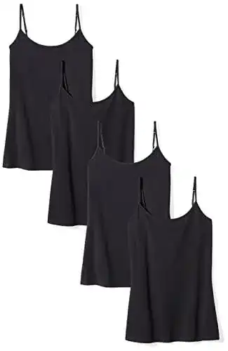 Unterhemd Damen Amazon Essentials Kamisol im 4er-Pack, Schwarz, XL