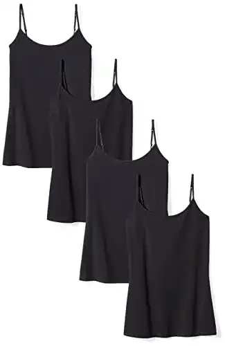Unterhemd Damen Amazon Essentials Kamisol im 4er-Pack, Schwarz, XL
