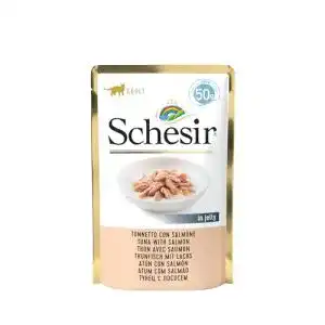 Schesir Katzenfutter Cat Jelly Thunfisch mit Lachs, 30 Beutel x 50 g