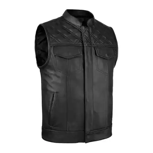 Lederweste Leatherick Groove Club für Herren in Schwarz