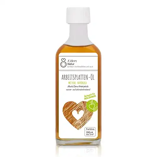 Arbeitsplattenöl F. Herz farblos (250ml) – Pflegeöl für Holzarbeitsplatten
