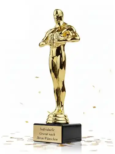 Oscar-Statue Zelaro Siegerfigur Pokal mit Gravur für verschiedene Anlässe