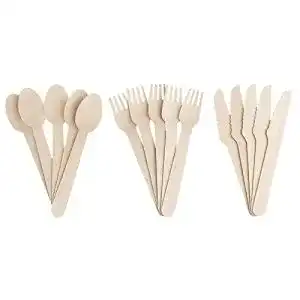 Holzbesteck Set aus nachhaltigem Holz 14 cm lang 15-teilig