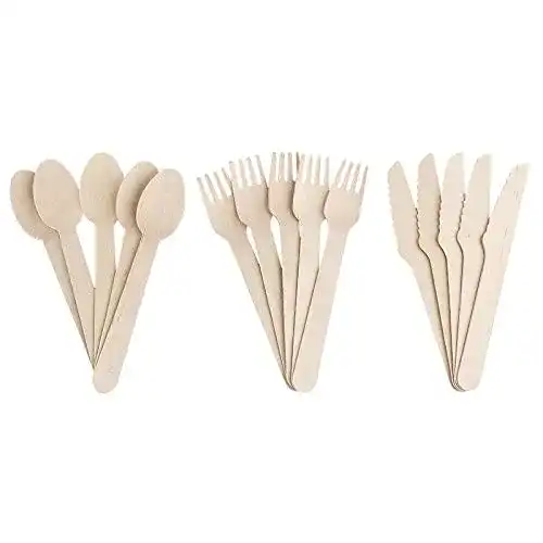 Holzbesteck Set aus nachhaltigem Holz 14 cm lang 15-teilig