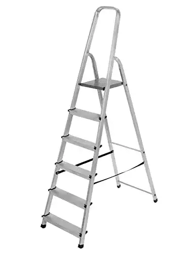 Haushaltsleiter 6 Stufen von Vago-Tools Klappleiter aus Aluminium