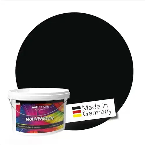 Wandfarbe Schwarz Wallcover für Innenräume Hochdeckende Matte Farbe 2.5L