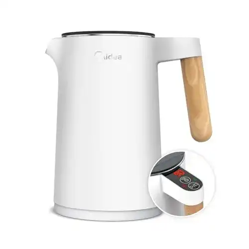 Midea Edelstahl Wasserkocher mit Temperatureinstellung und 1,5 Liter Fassungsvermögen