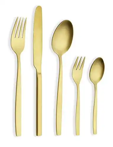 Echtwerk EW-BS-3075G Tafelbesteck Positano in Gold, 30-teilig für 6 Personen