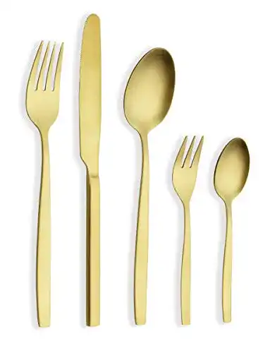 Echtwerk EW-BS-3075G Tafelbesteck Positano in Gold, 30-teilig für 6 Personen