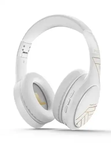 Powerlocus Bluetooth Kopfhörer Over Ear in Weiß mit Mikrofon und 60 Std. Akkulaufzeit
