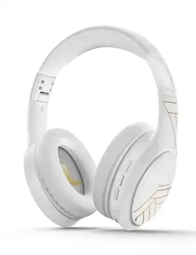 Powerlocus Bluetooth Kopfhörer Over Ear in Weiß mit Mikrofon und 60 Std. Akkulaufzeit