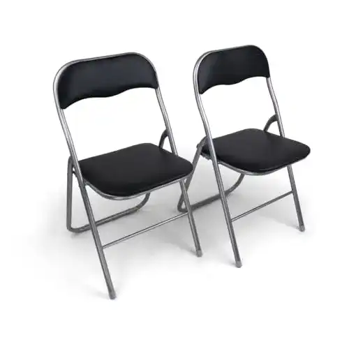 Klappstuhl HAEST im 2er Set in Silber-Schwarz mit Metallrahmen
