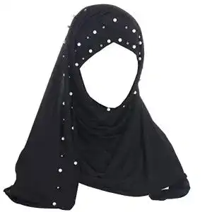 Hijab JDYaoYing Mädchen Schal mit Perlen – Langer muslimischer Turban