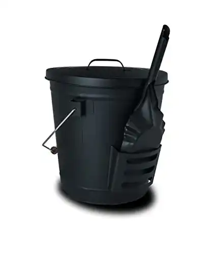 Ascheeimer Supremery mit Deckel und Schaufel aus Stahl