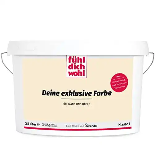Beige Wandfarbe von derendo, 2,5l, matte Innenfarbe in verschiedenen Beigetönen