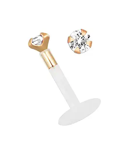 Piercing Modern Nature Teflon Labret Schmuck mit Rosegold und Stein