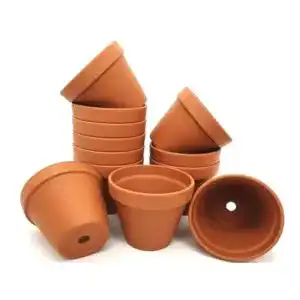 Tontöpfe für Pflanzen 10 Stück aus gebranntem Ton, Ø 10 cm