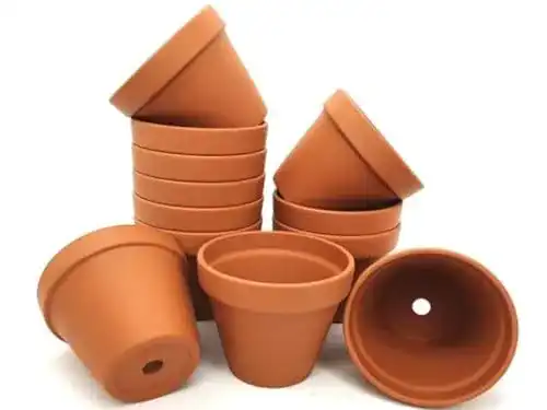 Tontöpfe für Pflanzen 10 Stück aus gebranntem Ton, Ø 10 cm