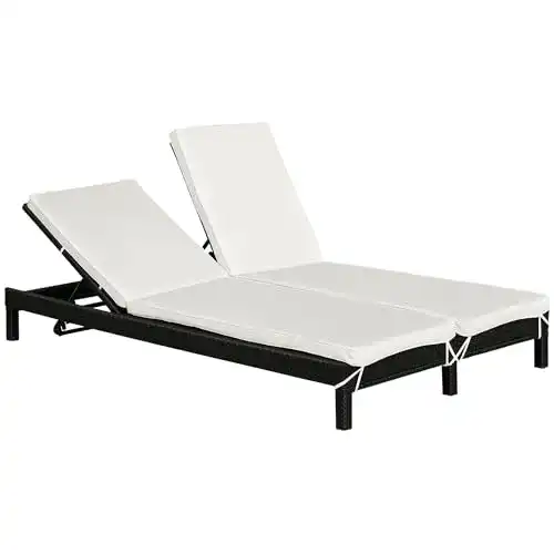 Doppelliege Outsunny aus Polyrattan für Garten und Terrasse