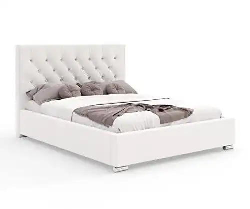 Polsterbett lukmebel Doppelbett Glamour mit Lattenrost und Bettkasten