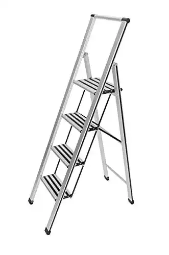 Stufenstehleiter Wenko Aluminium Trittleiter mit 4 Stufen und TÜV Zertifikat