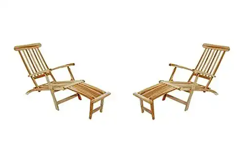 Teakholz Sonnenliege 2er Set für Balkon und Garten