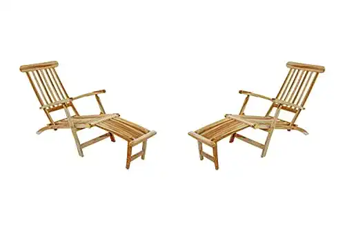 Teakholz Sonnenliege 2er Set für Balkon und Garten