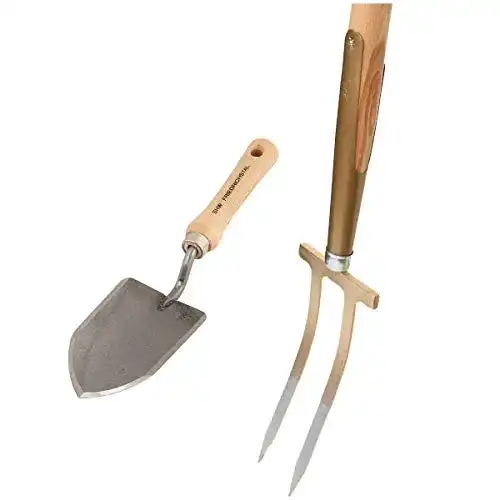 Rosengabel SHW-Fire Blumenkelle und Rosengabel aus Stahl und Holz