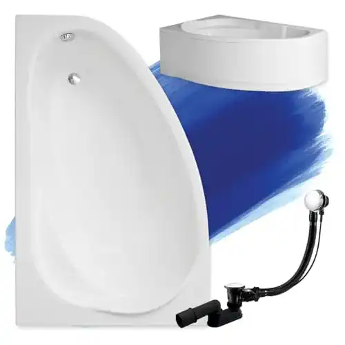 Eckbadewanne Polimat Badland MAREA 150×100 Weiß Acryl Komplettset