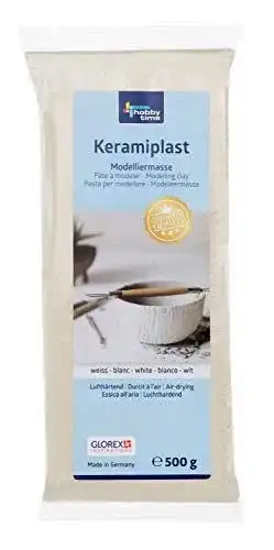 Glorex 6 8070 101 Keramiplast Modelliermasse – Lufthärtend und Weiß