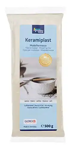 Glorex 6 8070 101 Keramiplast Modelliermasse – Lufthärtend und Weiß