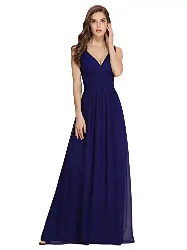 Abendkleid lang Ever-Pretty Damen A-Linie V-Ausschnitt in Königsblau