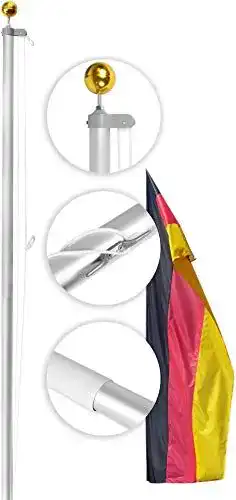 Fahnenmast aus Aluminium mit Deutschlandfahne und Zubehör