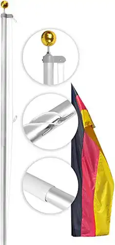 Fahnenmast aus Aluminium mit Deutschlandfahne und Zubehör