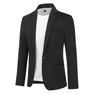 Herren Sakko Sportlich Modern Stretch Blazer Slim Fit Schwarz