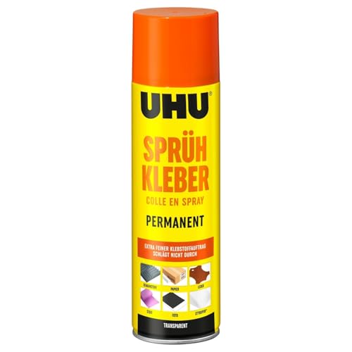 Sprühkleber UHU Permanent und Transparent, stark u, schnell