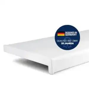Fensterbank Innen 15 x 130 cm Weiß aus PVC mit Seitenabschluss