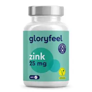 Zink Gloryfeel 25mg – 400 vegane Tabletten für 13 Monate