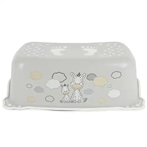 Bieco Kinder Tritthocker Zebra mit Anti-Rutsch-Funktion