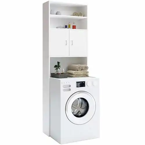 Waschmaschinenschrank Casaria 185x63x20cm mit 2 Türen für das Badezimmer
