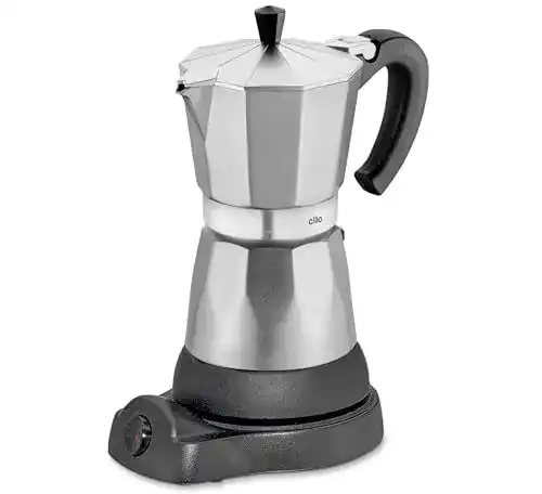 Cilio Espressokocher Classico für 6 Tassen elektrisch, Aluminium, silber