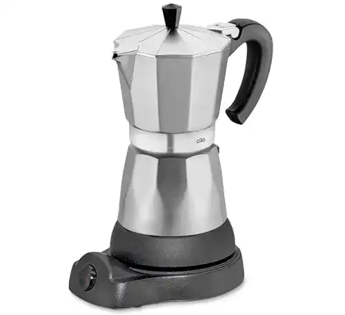 Cilio Espressokocher Classico für 6 Tassen elektrisch, Aluminium, silber