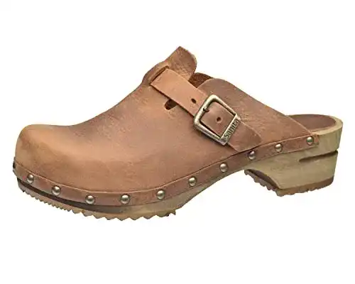 Sanita Kristel Damen Clogs aus Leder und Holz, handgefertigt