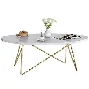 Marmor Couchtisch Firfurd in Marmor Optik mit goldenen Beinen