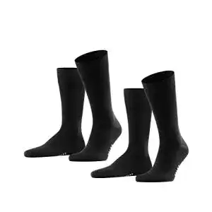Herrensocken schwarz FALKE Happy Double Pack M aus Baumwolle