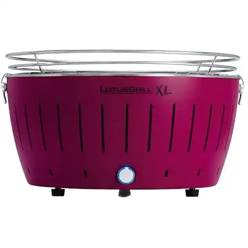 Holzkohlegrill mit Aktivbelüftung Lotusgrill XL Pflaumenlila G435