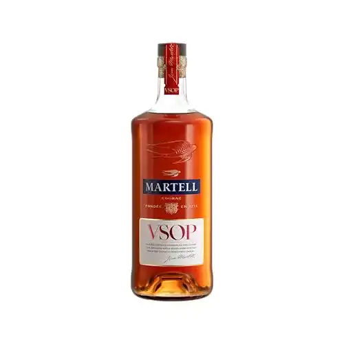 Cognac Martell V.S.O.P. aus Rotfässern mit 40% Alkoholgehalt