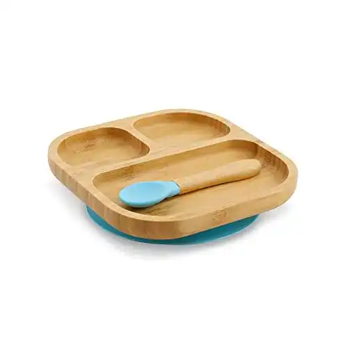 Bambusgeschirr Greenbox 4-teiliges eckiges Teller-Set in Blau