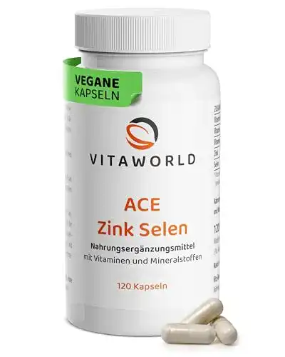Zink-Selen-Kapseln von Vita World Hochdosierte Ergänzung mit Vitamin A, C und E
